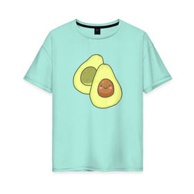Женская футболка хлопок Oversize с принтом Авокадо в Петрозаводске, 100% хлопок | свободный крой, круглый ворот, спущенный рукав, длина до линии бедер
 | авокадо | рисунок
