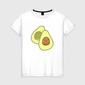 Женская футболка хлопок с принтом Авокадо в Петрозаводске, 100% хлопок | прямой крой, круглый вырез горловины, длина до линии бедер, слегка спущенное плечо | авокадо | рисунок