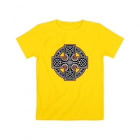 Детская футболка хлопок с принтом Кельтский крест в Петрозаводске, 100% хлопок | круглый вырез горловины, полуприлегающий силуэт, длина до линии бедер | кельтские | кельтский | крест | культура | славяне