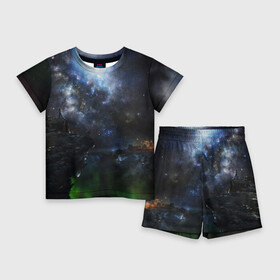 Детский костюм с шортами 3D с принтом Космос в Петрозаводске,  |  | galaxy | nasa | nebula | space | star | абстракция | вселенная | галактика | звезда | звезды | космический | наса | планеты