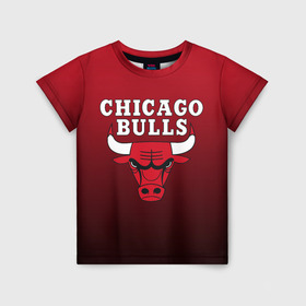 Детская футболка 3D с принтом CHICAGO BULLS в Петрозаводске, 100% гипоаллергенный полиэфир | прямой крой, круглый вырез горловины, длина до линии бедер, чуть спущенное плечо, ткань немного тянется | bulls | chicago | chicago bulls | nba | red bulls | usa | америка | быки | нба | сша | чикаго буллс