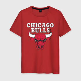 Мужская футболка хлопок с принтом CHICAGO BULLS в Петрозаводске, 100% хлопок | прямой крой, круглый вырез горловины, длина до линии бедер, слегка спущенное плечо. | bulls | chicago | chicago bulls | nba | red bulls | usa | америка | быки | нба | сша | чикаго буллс