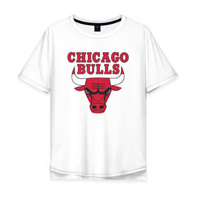 Мужская футболка хлопок Oversize с принтом CHICAGO BULLS в Петрозаводске, 100% хлопок | свободный крой, круглый ворот, “спинка” длиннее передней части | bulls | chicago | chicago bulls | nba | red bulls | usa | америка | быки | нба | сша | чикаго буллс