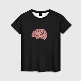 Женская футболка 3D с принтом Мозг и тараканы в Петрозаводске, 100% полиэфир ( синтетическое хлопкоподобное полотно) | прямой крой, круглый вырез горловины, длина до линии бедер | мозг | насекомые | розовый | тараканы