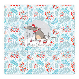 Магнитный плакат 3Х3 с принтом Крыса на самокате 2020 в Петрозаводске, Полимерный материал с магнитным слоем | 9 деталей размером 9*9 см | 2020 | mouse | rat | годкрысы | годмыши | зима | зимняя | крыса | мороз | мышка | мышь | новогодняя | новый год | новый год 2020 | рождество | симолгода | снег | холод