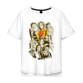 Мужская футболка хлопок Oversize с принтом Фильмы Тарантино в Петрозаводске, 100% хлопок | свободный крой, круглый ворот, “спинка” длиннее передней части | tarantino | тарантино