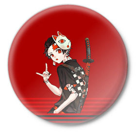 Значок с принтом Demon Slayer в Петрозаводске,  металл | круглая форма, металлическая застежка в виде булавки | anime | demon slayer | kimetsu no yaiba | аниме | клинок рассекающий демонов