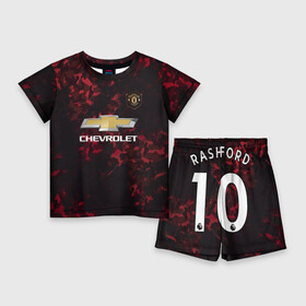 Детский костюм с шортами 3D с принтом Rashford Manchester United в Петрозаводске,  |  | champions | football | manchester | manchester united | rashford | soccer | united | лига чемпионов | манчестер | манчестер юнайтед | рэшфорд | форма | формы | футбол | юнайтед