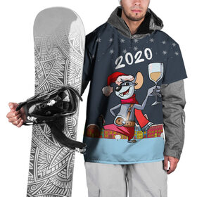Накидка на куртку 3D с принтом Мышонок с шампанским в Петрозаводске, 100% полиэстер |  | 2020 | mouse | rat | годкрысы | годмыши | зима | зимняя | крыса | мороз | мышка | мышь | новогодняя | новый год | новый год 2020 | рождество | симолгода | снег | холод