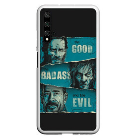 Чехол для Honor 20 с принтом Good Badass Evil в Петрозаводске, Силикон | Область печати: задняя сторона чехла, без боковых панелей | amc | carol | daryl | dixon | michonne | negan | reaction | rick | season 10 | twd | zombies | диксон | дэрил | зомби | мертвецы | мишонн | неган | реакция | рик | ходячие