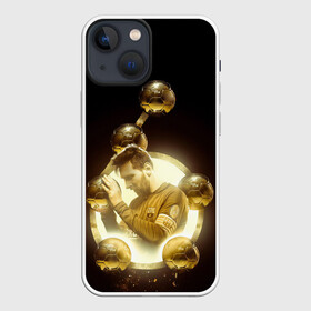 Чехол для iPhone 13 mini с принтом Месси шестикратный в Петрозаводске,  |  | argentina | barcelona | football | golden ball | leo | lionel messi | аргентина | барселона | золотой мяч | лео | лионель месси | футбол