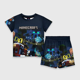 Детский костюм с шортами 3D с принтом MINECRAFT в Петрозаводске,  |  | game | minecraft | блоки | игра | квадраты | компьютерная игра | крипер | майнкрафт