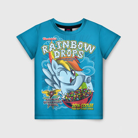 Детская футболка 3D с принтом Rainbow brops в Петрозаводске, 100% гипоаллергенный полиэфир | прямой крой, круглый вырез горловины, длина до линии бедер, чуть спущенное плечо, ткань немного тянется | applejack | little | magic | mlp | my | pinkie pie | pony | rainbow dash | rarity | twilight | дракон | дружба | единорог | искорка | пони | селестия | спайк | сумеречная | это чудо