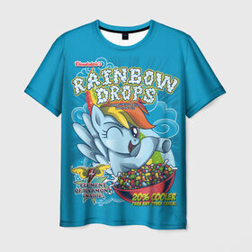 Мужская футболка 3D с принтом Rainbow brops в Петрозаводске, 100% полиэфир | прямой крой, круглый вырез горловины, длина до линии бедер | applejack | little | magic | mlp | my | pinkie pie | pony | rainbow dash | rarity | twilight | дракон | дружба | единорог | искорка | пони | селестия | спайк | сумеречная | это чудо
