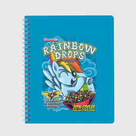 Тетрадь с принтом Rainbow brops в Петрозаводске, 100% бумага | 48 листов, плотность листов — 60 г/м2, плотность картонной обложки — 250 г/м2. Листы скреплены сбоку удобной пружинной спиралью. Уголки страниц и обложки скругленные. Цвет линий — светло-серый
 | applejack | little | magic | mlp | my | pinkie pie | pony | rainbow dash | rarity | twilight | дракон | дружба | единорог | искорка | пони | селестия | спайк | сумеречная | это чудо
