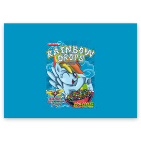 Поздравительная открытка с принтом Rainbow brops в Петрозаводске, 100% бумага | плотность бумаги 280 г/м2, матовая, на обратной стороне линовка и место для марки
 | Тематика изображения на принте: applejack | little | magic | mlp | my | pinkie pie | pony | rainbow dash | rarity | twilight | дракон | дружба | единорог | искорка | пони | селестия | спайк | сумеречная | это чудо
