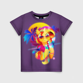 Детская футболка 3D с принтом My little pony в Петрозаводске, 100% гипоаллергенный полиэфир | прямой крой, круглый вырез горловины, длина до линии бедер, чуть спущенное плечо, ткань немного тянется | Тематика изображения на принте: applejack | little | magic | mlp | my | pinkie pie | pony | rainbow dash | rarity | twilight | дракон | дружба | единорог | искорка | пони | селестия | спайк | сумеречная | это чудо