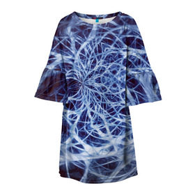 Детское платье 3D с принтом Nerves в Петрозаводске, 100% полиэстер | прямой силуэт, чуть расширенный к низу. Круглая горловина, на рукавах — воланы | nerves | абстрактно | абстрактные | абстрактный | абстракция | нейронная | неон | неонка | неоновые | нерв | нервная | нервы | объёмные | объёмный | светящиеся | светящийся | сетка | сеть | система