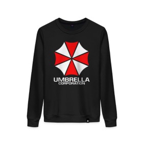 Женский свитшот хлопок с принтом UMBRELLA CORP в Петрозаводске, 100% хлопок | прямой крой, круглый вырез, на манжетах и по низу широкая трикотажная резинка  | ada wong | biohazard | leon | nemesis | project resistance | raccoon city | re | re3 | resident evil | resident evil 3 | rpd | stars | umbrella | ада вонг | амбрелла | немезис | ужасы