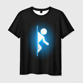 Мужская футболка 3D с принтом Portal в Петрозаводске, 100% полиэфир | прямой крой, круглый вырез горловины, длина до линии бедер | portal | игра | футболка | чёрный