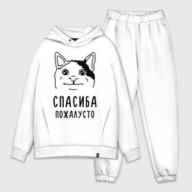 Мужской костюм хлопок OVERSIZE с принтом Вежливый котик в Петрозаводске,  |  | memes | polite cat | вежливый котик | вежливый котик мем | котик | мем с котом | мемы | пожалйста | приколы | спасиба пожалусто | спасибо