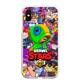 Чехол для iPhone XS Max матовый с принтом BRAWL STARS LEON в Петрозаводске, Силикон | Область печати: задняя сторона чехла, без боковых панелей | Тематика изображения на принте: brawl stars | bull | colt | crow | leon | leon shark | shark | stars | акула | берли | ворон | динамайк | кольт | леон | леон акула | нита | спайк | шелли | эль примо