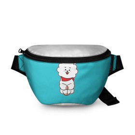 Поясная сумка 3D с принтом BTS BT21 RJ в Петрозаводске, 100% полиэстер | плотная ткань, ремень с регулируемой длиной, внутри несколько карманов для мелочей, основное отделение и карман с обратной стороны сумки застегиваются на молнию | bt21 | bts | j hope | jimin | jin | jungkook | k pop | puzzle star bt21 | rj | rm | suga | v | для детей | игра | музыка