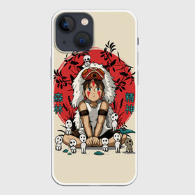 Чехол для iPhone 13 mini с принтом Princess Mononoke в Петрозаводске,  |  | eboshi | ghibli | hayao | hime | lady | miyazaki | mononoke | princess | studio | аситака | волчица | гибли | дух леса | мононоке | моро | сан