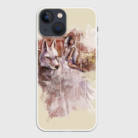 Чехол для iPhone 13 mini с принтом Princess Mononoke в Петрозаводске,  |  | eboshi | ghibli | hayao | hime | lady | miyazaki | mononoke | princess | studio | аситака | волчица | гибли | дух леса | мононоке | моро | сан
