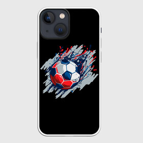 Чехол для iPhone 13 mini с принтом Мяч в Петрозаводске,  |  | football | game | russia | sport | брызги красок | игра | россия | спорт | футбол | футбольный мяч