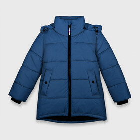 Зимняя куртка для девочек 3D с принтом 19-4052 Classic Blue в Петрозаводске, ткань верха — 100% полиэстер; подклад — 100% полиэстер, утеплитель — 100% полиэстер. | длина ниже бедра, удлиненная спинка, воротник стойка и отстегивающийся капюшон. Есть боковые карманы с листочкой на кнопках, утяжки по низу изделия и внутренний карман на молнии. 

Предусмотрены светоотражающий принт на спинке, радужный светоотражающий элемент на пуллере молнии и на резинке для утяжки. | Тематика изображения на принте: 9 4052 | без дизайна | без принта | без узора | главный цвет 2020 года | код цвета | нг | новый год | праздник | про | рождество | синий | синяя одежда | цвет нового года