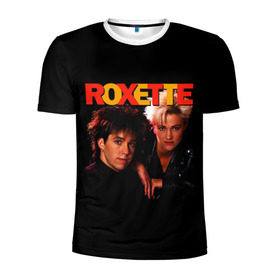 Мужская футболка 3D спортивная с принтом Roxette в Петрозаводске, 100% полиэстер с улучшенными характеристиками | приталенный силуэт, круглая горловина, широкие плечи, сужается к линии бедра | pop | rock | roxette | мари фредрикссон | пер гессле | поп | поп рок. евро поп | рок | роксет | роксэт