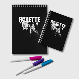 Блокнот с принтом Roxette в Петрозаводске, 100% бумага | 48 листов, плотность листов — 60 г/м2, плотность картонной обложки — 250 г/м2. Листы скреплены удобной пружинной спиралью. Цвет линий — светло-серый
 | Тематика изображения на принте: pop | rock | roxette | мари фредрикссон | пер гессле | поп | поп рок. евро поп | рок | роксет | роксэт