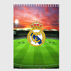 Скетчбук с принтом FC Real Madrid в Петрозаводске, 100% бумага
 | 48 листов, плотность листов — 100 г/м2, плотность картонной обложки — 250 г/м2. Листы скреплены сверху удобной пружинной спиралью | real madrid | spain | испания | реал