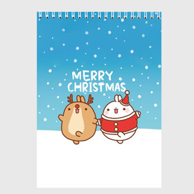 Скетчбук с принтом Molang Merry Christmas в Петрозаводске, 100% бумага
 | 48 листов, плотность листов — 100 г/м2, плотность картонной обложки — 250 г/м2. Листы скреплены сверху удобной пружинной спиралью | chicken | christmas | deer | korea | molang | newyear | piupiu | rabbit | smow | snowflakes | winter | год | зима | корея | кролик | моланг | новый | олень | пиу | рождество | снег | снежинка