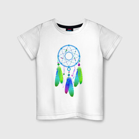 Детская футболка хлопок с принтом Ловец Снов в Петрозаводске, 100% хлопок | круглый вырез горловины, полуприлегающий силуэт, длина до линии бедер | ловец снов | перья | рисунок | сон