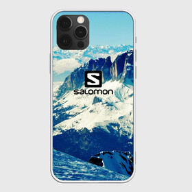 Чехол для iPhone 12 Pro с принтом SALOMON в Петрозаводске, силикон | область печати: задняя сторона чехла, без боковых панелей | Тематика изображения на принте: salomon | горы | снег | спорт