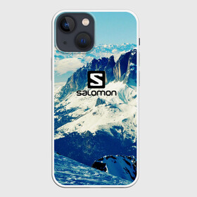 Чехол для iPhone 13 mini с принтом SALOMON в Петрозаводске,  |  | Тематика изображения на принте: salomon | горы | снег | спорт