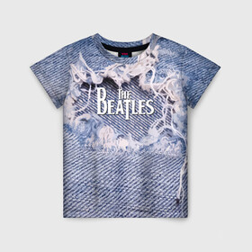 Детская футболка 3D с принтом The Beatles в Петрозаводске, 100% гипоаллергенный полиэфир | прямой крой, круглый вырез горловины, длина до линии бедер, чуть спущенное плечо, ткань немного тянется | england | group | jeans | legend | liverpool | music | rock | the beatles | англия | битлз | группа | джинса | легенда | ливерпуль | музыка | рок
