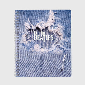 Тетрадь с принтом The Beatles в Петрозаводске, 100% бумага | 48 листов, плотность листов — 60 г/м2, плотность картонной обложки — 250 г/м2. Листы скреплены сбоку удобной пружинной спиралью. Уголки страниц и обложки скругленные. Цвет линий — светло-серый
 | england | group | jeans | legend | liverpool | music | rock | the beatles | англия | битлз | группа | джинса | легенда | ливерпуль | музыка | рок