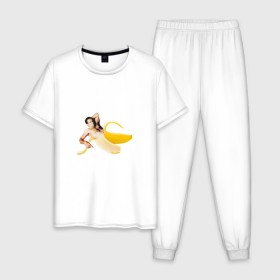 Мужская пижама хлопок с принтом Николас Кейдж в банане в Петрозаводске, 100% хлопок | брюки и футболка прямого кроя, без карманов, на брюках мягкая резинка на поясе и по низу штанин
 | mem | memes | актер | банан | знаменитость | мем | николас кейдж | прикол | смешная картинка | юмор