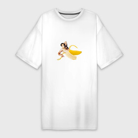Платье-футболка хлопок с принтом Николас Кейдж в банане в Петрозаводске,  |  | mem | memes | актер | банан | знаменитость | мем | николас кейдж | прикол | смешная картинка | юмор