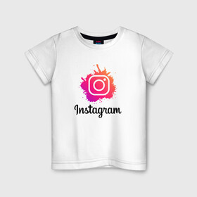 Детская футболка хлопок с принтом INSTAGRAM в Петрозаводске, 100% хлопок | круглый вырез горловины, полуприлегающий силуэт, длина до линии бедер | insta | instagram | instagramm | social | видео | инста | инстаграм | инстаграмм | приложение | социальная сеть | фото