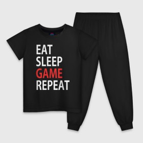 Детская пижама хлопок с принтом Eat sleep game repeat в Петрозаводске, 100% хлопок |  брюки и футболка прямого кроя, без карманов, на брюках мягкая резинка на поясе и по низу штанин
 | bf | cod | cs go | dota 2 | eat sleep game repert | esgr | gamer | games | lol | mem | memes | pc | ps3 | ps4 | wow | xbox | ешь спи играй повтори | игра | игрок | игры | мем | мемы