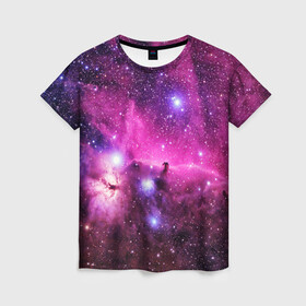 Женская футболка 3D с принтом КОСМОС в Петрозаводске, 100% полиэфир ( синтетическое хлопкоподобное полотно) | прямой крой, круглый вырез горловины, длина до линии бедер | galaxy | nasa | nebula | space | star | абстракция | вселенная | галактика | звезда | звезды | космический | наса | планеты