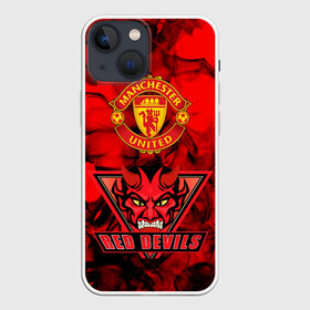 Чехол для iPhone 13 mini с принтом Manchester United в Петрозаводске,  |  | manchester united | red devils | красные дьяволы | манчестер | манчестер юнайтед | футбол