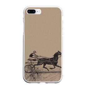 Чехол для iPhone 7Plus/8 Plus матовый с принтом лошадь с колесницей в Петрозаводске, Силикон | Область печати: задняя сторона чехла, без боковых панелей | животные | конный спорт | конь | лошадь | наездник | спорт
