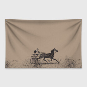 Флаг-баннер с принтом лошадь с колесницей в Петрозаводске, 100% полиэстер | размер 67 х 109 см, плотность ткани — 95 г/м2; по краям флага есть четыре люверса для крепления | животные | конный спорт | конь | лошадь | наездник | спорт