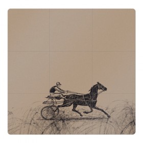 Магнитный плакат 3Х3 с принтом лошадь с колесницей в Петрозаводске, Полимерный материал с магнитным слоем | 9 деталей размером 9*9 см | животные | конный спорт | конь | лошадь | наездник | спорт