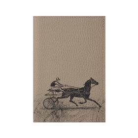 Обложка для паспорта матовая кожа с принтом лошадь с колесницей в Петрозаводске, натуральная матовая кожа | размер 19,3 х 13,7 см; прозрачные пластиковые крепления | животные | конный спорт | конь | лошадь | наездник | спорт